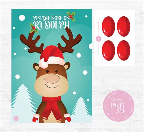 Christmas Party Game Pin The Nose On Rudolph The Reindeer Diy Party