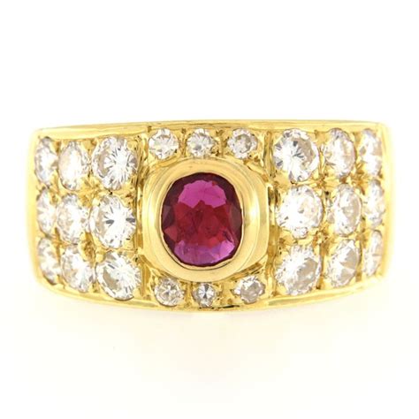 Carats Or Jaune Bague Ct Rubis Diamants Catawiki