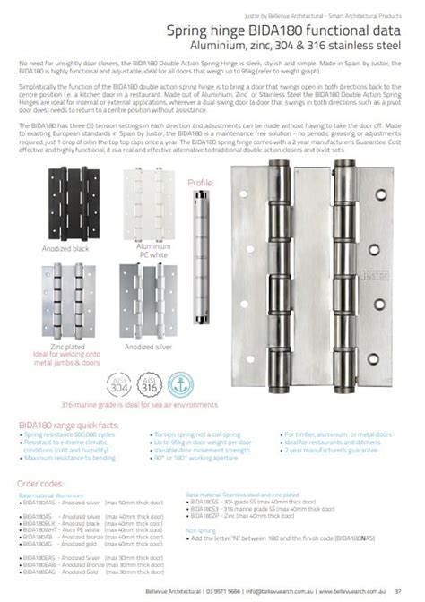 Justor Da 180 Double Action Spring Hinge Self Closing Hinge