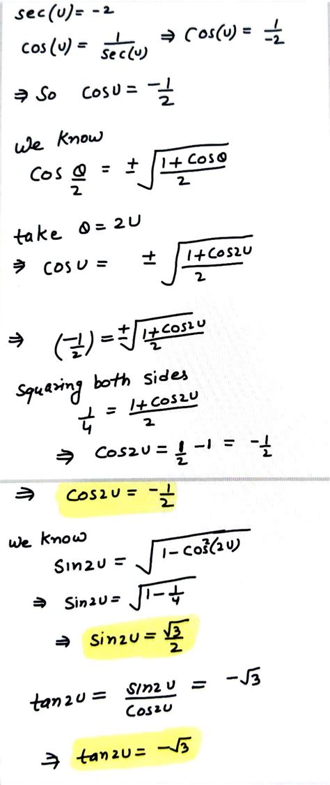 Solved Use The Given Conditions To Find The Exact Values Of Sin U