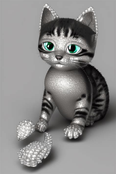 Tiny Cute 3d Diamond Kitten · Creative Fabrica