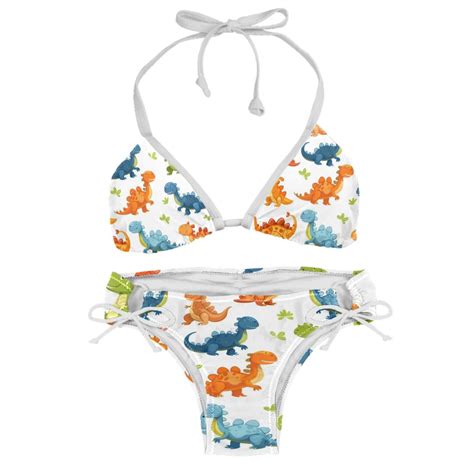 Sexy Women S String Bikini Set Cartoon Mini Dinosaurs Print Two Piece