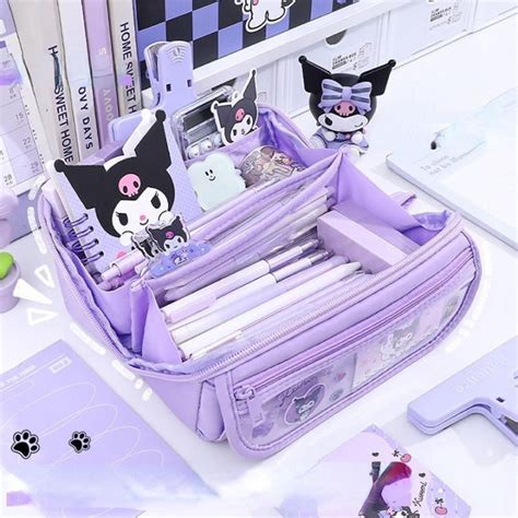 Sanrio Pencil Case Kawaii Kuromi Cinnamoroll Melody School Pencils Bag