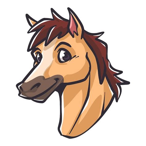 Illustration de visage de cheval de dessin animé dessiné à la main