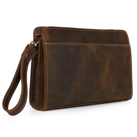 Mens Brown Leather Clutch Bag For Sale