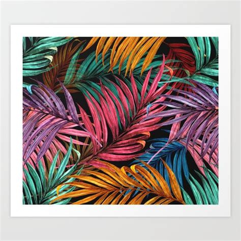 Colorful Palm Leaves Art Print Creation A Very Detailed And Fine