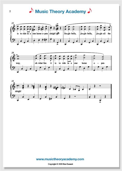 Jingle Bells - Music Theory Academy - Free Piano Sheet Music Download