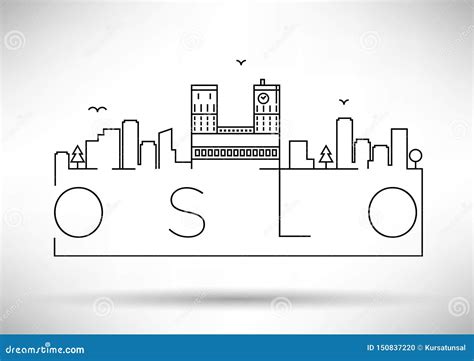 Linear Oslo City Silhouette With Typographic Design Stock Illustration