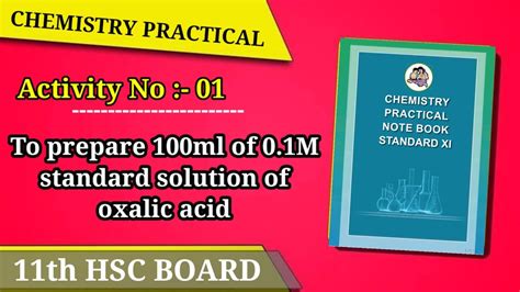 Activity No 01 To Prepare 100ml Of 01m Standard Solution Of Oxalic