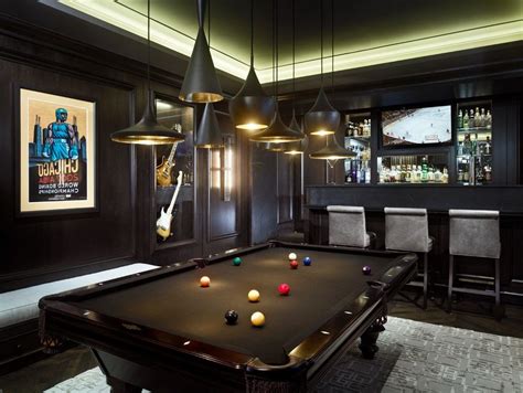 Game room with bar designs family room contemporary with black pool ...