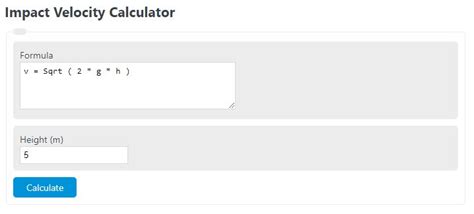 Impact Velocity Calculator Calculator Academy