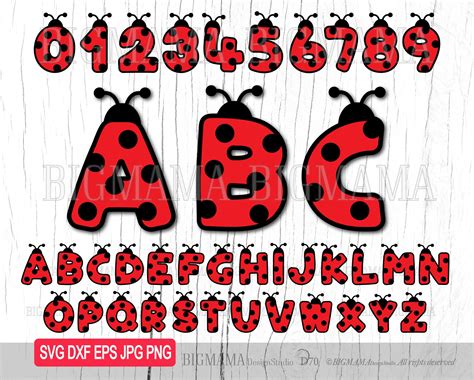 Ladybug Alphabet Svgdxflettersfontnumbersbirthdaycut Etsy