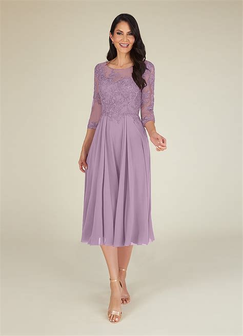 Azazie Marge Wisteria A Line Scoop Lace Chiffon Dress Azazie CA