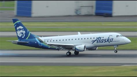 Alaska Horizon Embraer Erj 175 N620qx Landing In Pdx Youtube