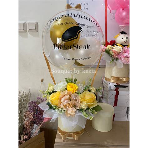 Jual Ready Jam Bloom Box Balon Bunga Grand Opening Bucket