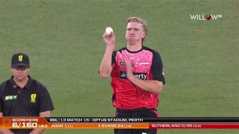 Will Sutherland 3 Wickets Vs Perth Scorchers 15th Match PRS Vs MLR