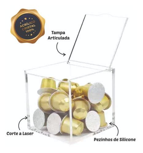 Caixa Porta C Psulas Cubo De Acr Lico Premium Multiuso Parcelamento