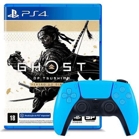 Controle Sem Fio Ps Blue Jogo Ghost Of Tsushima