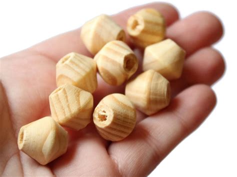 20 16mm Light Brown Wood Bicone Beads Large Wooden Beads Etsy