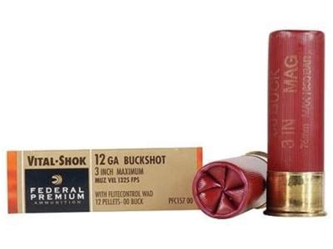 Federal 12 Gauge Ammunition Vital Shok P158000 3 Buffered 000 Copper Plated Buckshot 10 Pellets