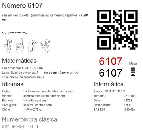 6107 número, la enciclopedia de los números - Numero.wiki