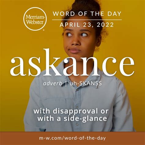 Word Of The Day Askance English Vocabulary Words New Vocabulary