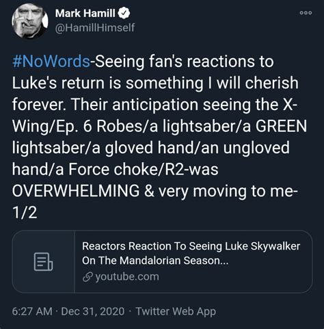 Mark Hamill Loved Seeing Fans Reactions To The Mandalorian Season 2