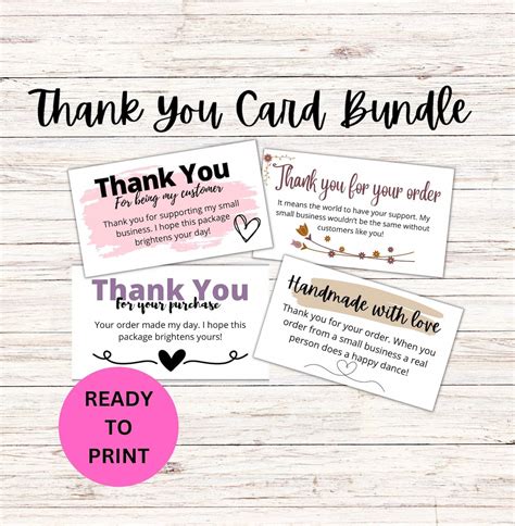 Small Business Thank You Cards Instant Download - Etsy