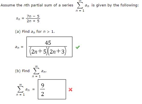 Solved Assume The Nth Partial Sum Of A Series Sigma Infinity