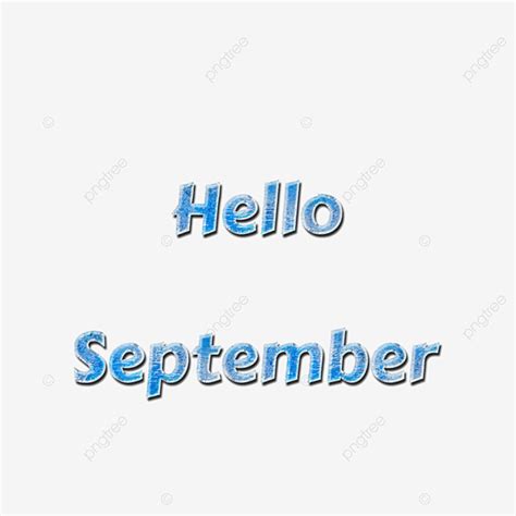 Hello September Png Image Mottled Hello September Calligraphy Blue