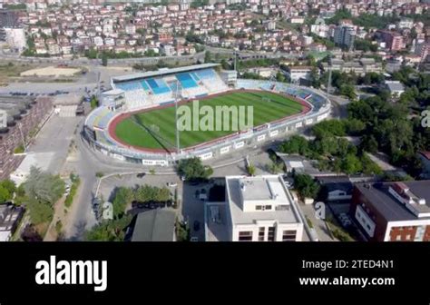 Pristina Kosovo June Aerial Ascending View On Fadil Vokrri