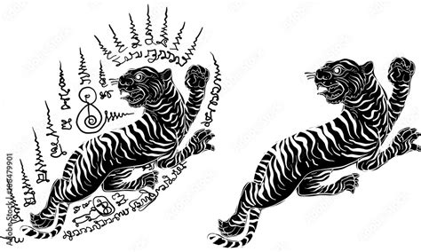 Tiger Thai Traditional Tattoo Vector Stock Vector Adobe Stock