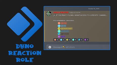 Dyno Reaction Role Discord YouTube