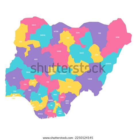 Nigeria Political Map Administrative Divisions States Stock Vector