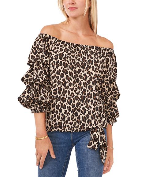 Vince Camuto Leopard Print Off The Shoulder Top Macys