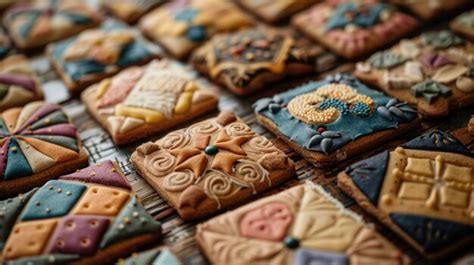 Premium Photo Assorted Handdecorated Starfish And Flower Cookies On A