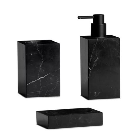 Confezione Da Bagno In Marmo Nero 3 Pezzi Qechic