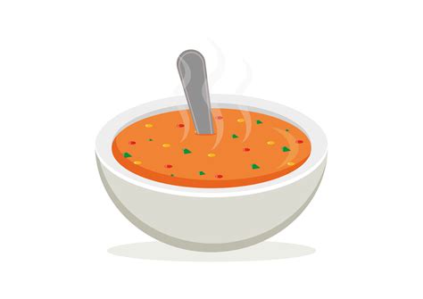 Bowl with Hot Vegetable Soup Vector Clipart Isolated on White ...