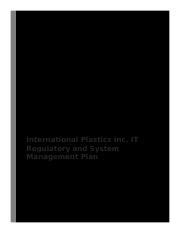 International Plastics Inc It Regulatory And System Management Plan