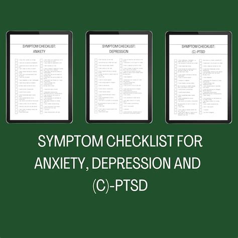 Depression Symptoms Checklist Worksheet Anxiety Symptoms Etsy