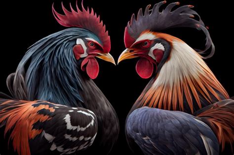 Premium AI Image Two Fighting Roosters Stand Close To Each Other At