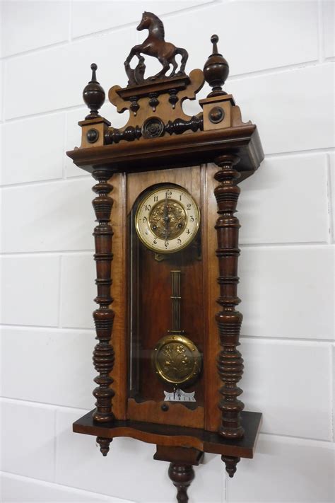 Antique Wooden German Wall Clock Regulator Vintage 1900s Etsy