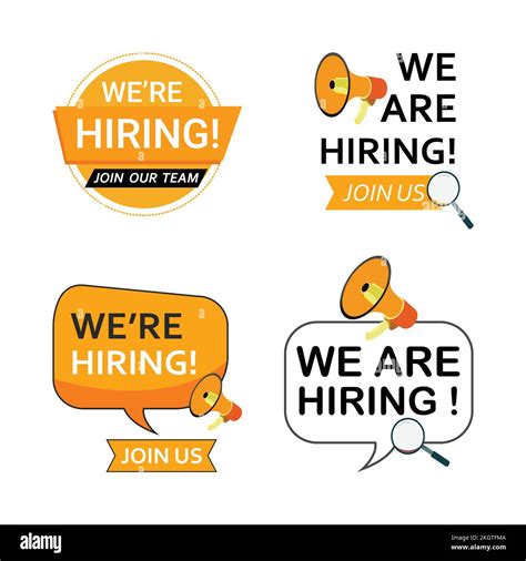 Job Vacancy Concept With We Are Hiring Text Design Orange And White