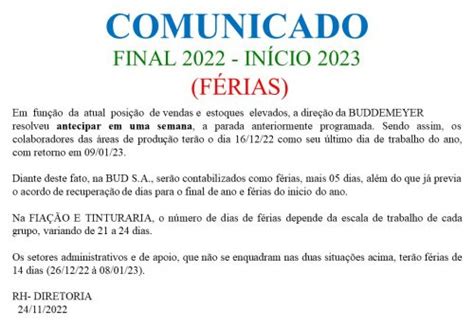 COMUNICADO FÉRIAS eusoubud