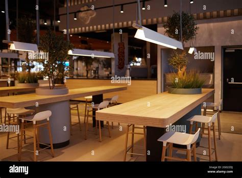 Background Image Of Empty Food Court Interior At Modern Shopping Mall