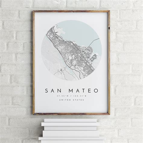 San Mateo Map San Mateo California City Map Home Town Map Etsy