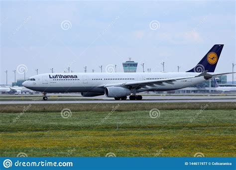 Lufthansa Plane Taxiing On Taxiway Editorial Photography Image Of