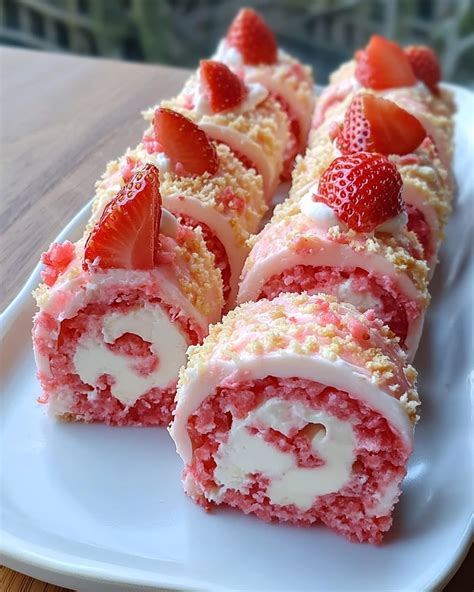 Strawberry Shortcake Cheesecake Rolls Recipe In 2024 Strawberry Shortcake Recipes Cake Roll