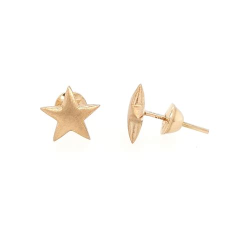 Brinco Stud Estrela Fosca Em Ouro Amarelo