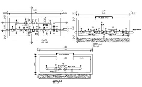 Structural Design Of Water Tank Autocad Drawing